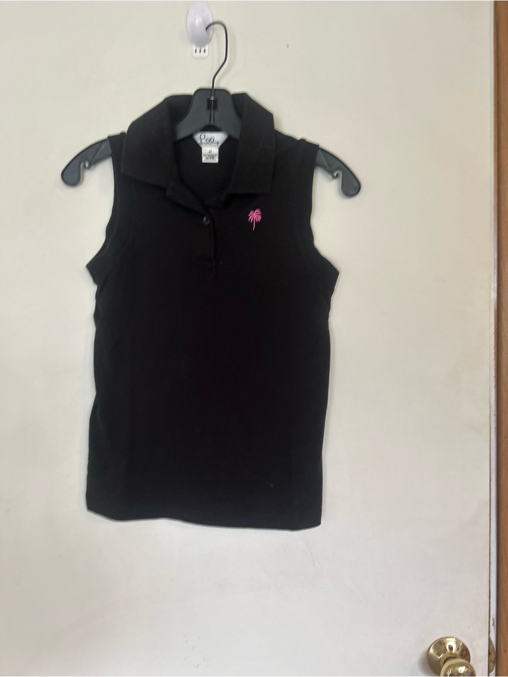 Lilly Pulitzer XS Black/pink Palm Tree Logo Sleeveless Polo Golf Tank Top